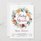 Waterverf najaar Floral Wreath Baby shower Kaart (Voorkant)