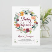 Waterverf najaar Floral Wreath Baby shower Kaart (Staand voorkant)