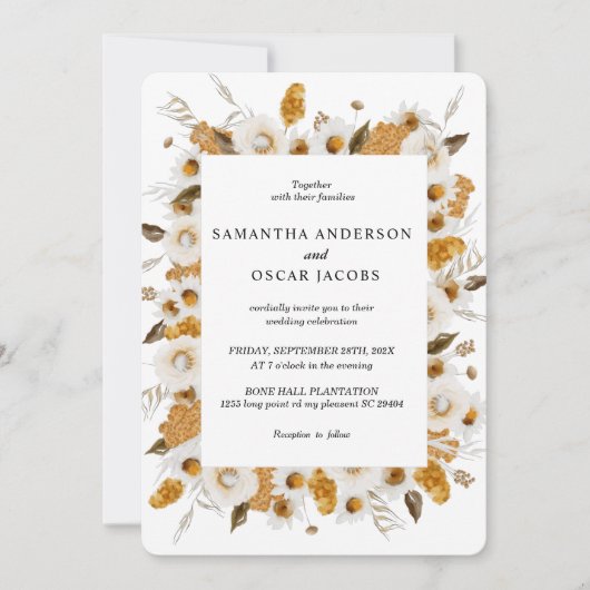 Waterverf najaar geel en wit Lijst Kaart (Voorkant)