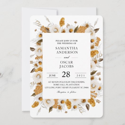 Waterverf najaar geel en wit Lijst Kaart (Voorkant)