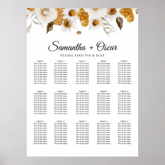 Waterverf najaar geel en wit Lijst Poster (Voorkant)