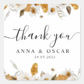 Waterverf najaar geel en wit Lijst Vierkante Sticker (Voorkant)