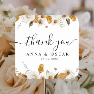 Waterverf najaar geel en wit Lijst Vierkante Sticker