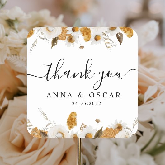 Waterverf najaar geel en wit Lijst Vierkante Sticker