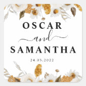 Waterverf najaar geel en wit Lijst Vierkante Sticker (Voorkant)