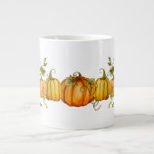 Waterverf najaar Herfst Harvest Pumpkins Grote Koffiekop (Voorkant)