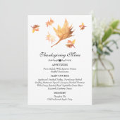 Waterverf najaar Herfst Maple verlaat Thanksgiving Menu (Staand voorkant)