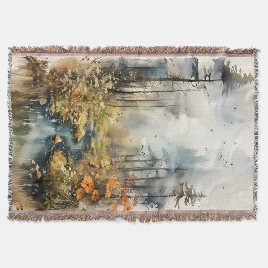 Waterverf najaar landschap deken (Voorkant)