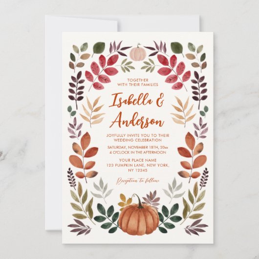 Waterverf najaar leves Pumpkin Wedding Kaart (Voorkant)