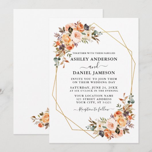 Waterverf najaar Lijst Floral Geo Kaart (Voorkant / Achterkant)