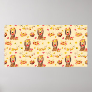 Waterverf najaar naadloos patroon. Cute watercol Poster