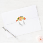 Waterverf najaar peach Floral Wedding Favor Ronde Sticker (Envelop)