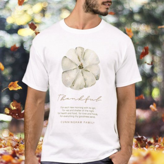 Waterverf najaar pomkin Thankful Thanksgiving T-shirt