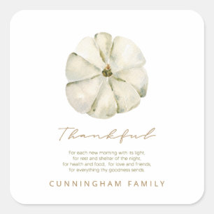 Waterverf najaar pomkin Thankful Thanksgiving Vierkante Sticker