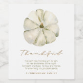 Waterverf najaar pomkin Thankful Thanksgiving Wijn Etiket (Enkel label)