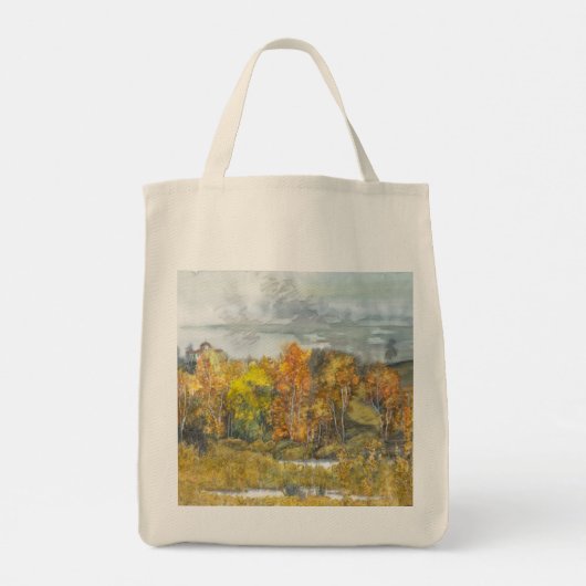 Waterverf najaar schilderen tote bag (Achterkant)