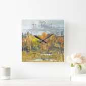 Waterverf najaar schilderen vierkante klok (Huis)