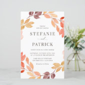 Waterverf najaar uitnodigen Wreath Wedding (Staand voorkant)