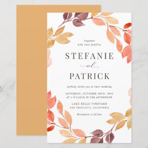 Waterverf najaar uitnodigen Wreath Wedding