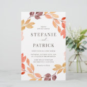 Waterverf najaar uitnodigen Wreath Wedding (Staand voorkant)