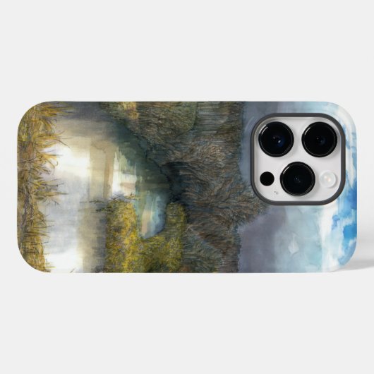 waterverf najaar vijver Case-Mate iPhone case (Achterkant (horizontaal))