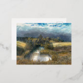 Waterverf najaar vijver folie feestdagen briefkaart (Voorkant / Achterkant)