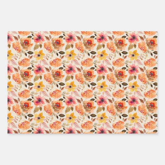 Waterverf najaarbloemen inpakpapier vel (Voorkant 2)