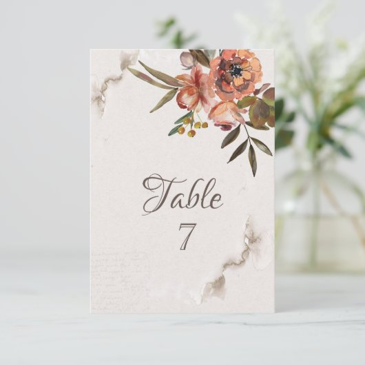 Waterverf najaarbloemen kaart (Staand voorkant)