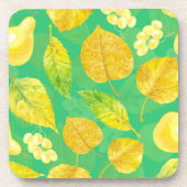 Waterverf najaarpatroon bier onderzetter (Voorkant)