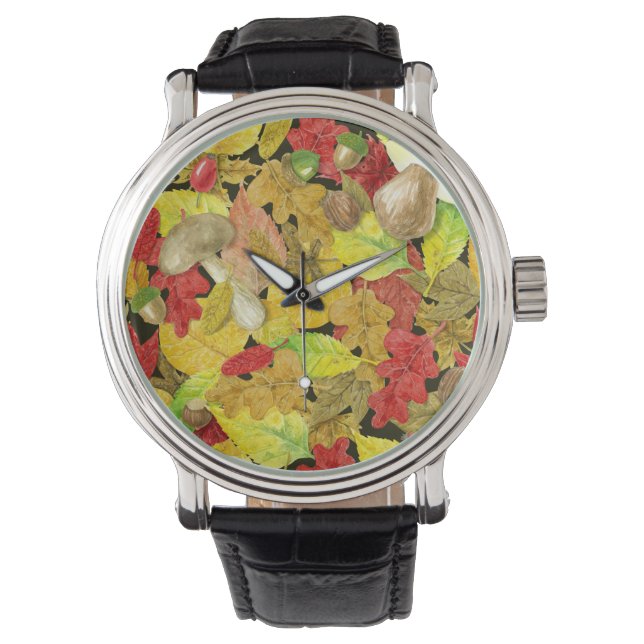 Waterverf najaarpatroon horloge (Voorkant)