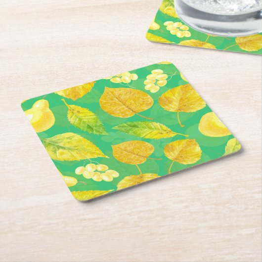 Waterverf najaarpatroon kartonnen onderzetters (Schuin)