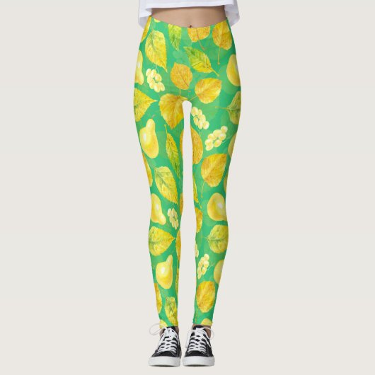 Waterverf najaarpatroon leggings (Voorkant)