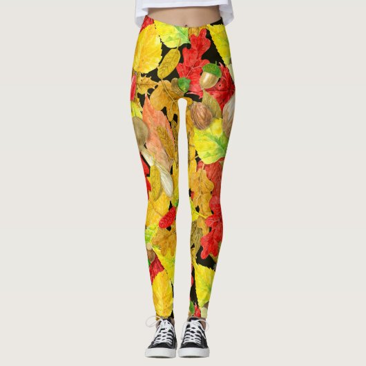 Waterverf najaarpatroon leggings (Voorkant)