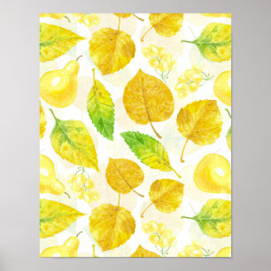 Waterverf najaarpatroon poster