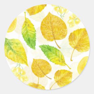 Waterverf najaarpatroon ronde sticker