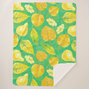 Waterverf najaarpatroon sherpa deken