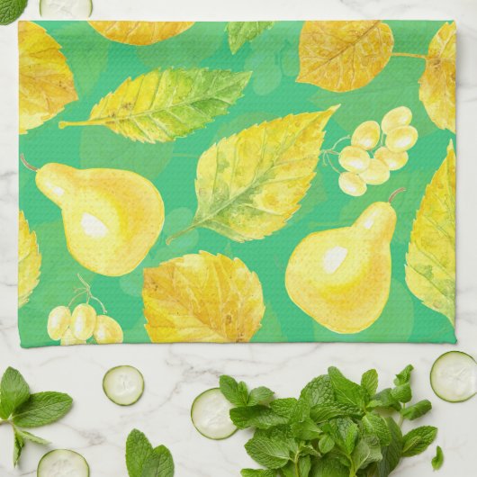 Waterverf najaarpatroon theedoek (Gevouwen)