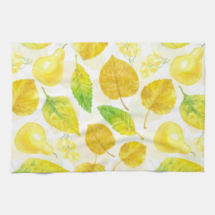 Waterverf najaarpatroon theedoek