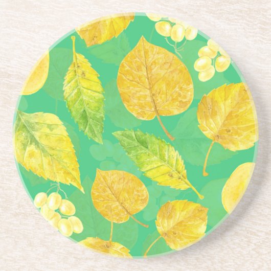 Waterverf najaarpatroon zandsteen onderzetter (Voorkant)