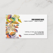 Waterverf najaarsachtergrond met bladeren visitekaartje (Achterkant)