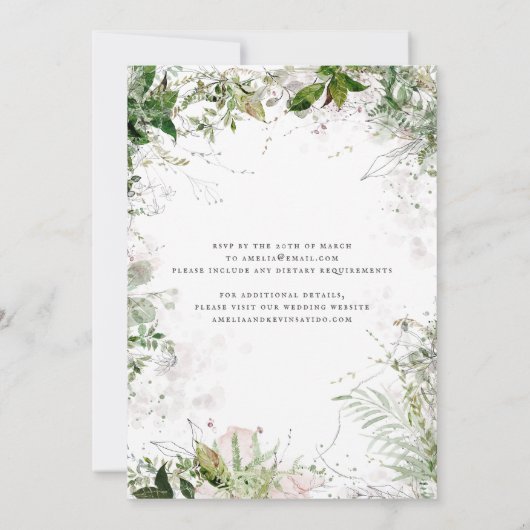 Waterverf Names Wedding Kaart (Achterkant)