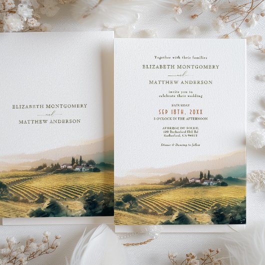 Waterverf Napa Sonoma Valley Wedding Kaart