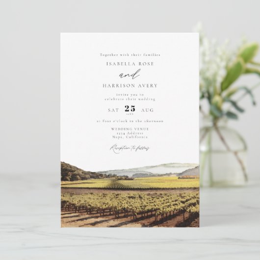 Waterverf Napa Valley Sonoma Californië bruiloft Kaart (Staand voorkant)