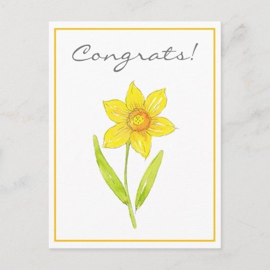 Waterverf Narcis 2 Briefkaart (Voorkant)
