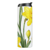 Waterverf Narcis Bloem Botanische Witte Ontwerp Thermosbeker (Gedraaid links)