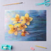 Waterverf narcissen blauw achtergrond decoupage tissuepapier (Craft)