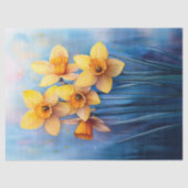 Waterverf narcissen blauw achtergrond decoupage tissuepapier (Voorkant)