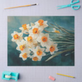 Waterverf narcissen Blauwgroen achtergrond decoupa Tissuepapier (Craft)