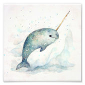 waterverf narwaliteit, sneeuwachtergrond foto afdruk (Voorkant)