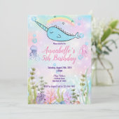 Waterverf Narwhal onder het Zee Kaart (Staand voorkant)